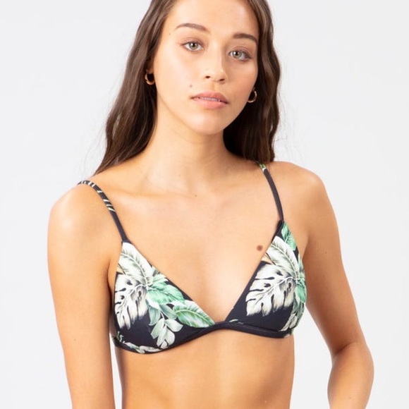 Rip Curl Palmetto Tri Bikini Top Black Floral - Picture 3 of 13
